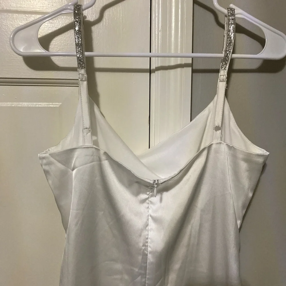 Elegant White Slip Dress with Sparkle Straps - Picture 4 of 5
